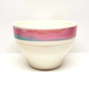 Treasure Craft Mirage Stoneware Salad Cereal Bowl Ivory Pink Green USA